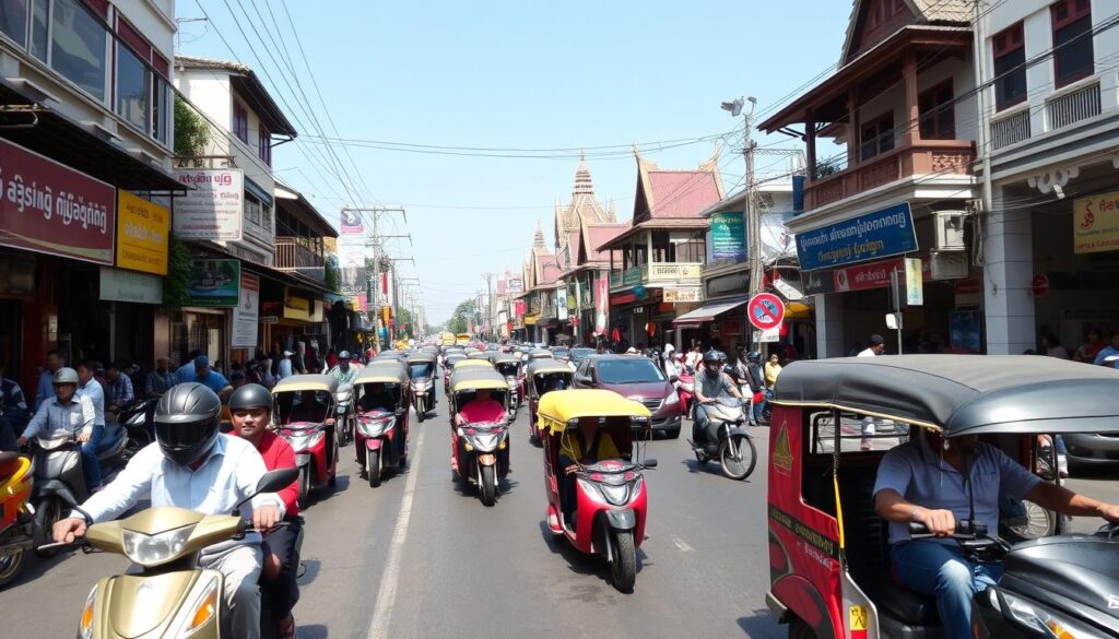 Traffic conditions in Cambodia